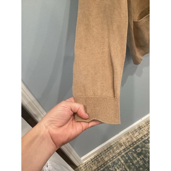 Vtg Chaps Mens Cardigan Sweater M Medium Elbow Patch Beige Fisherman Emo Grandpa - Picture 10 of 11